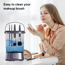 SUSUchens Makeup Brush Automatic Cleaner Machine USB Charging High Speed Rotation Multiple Brushes Cleaning Machine Purple