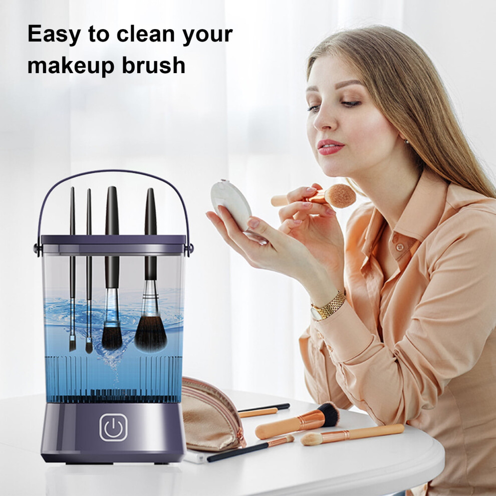 SUSUchens Makeup Brush Automatic Cleaner Machine USB Charging High Speed Rotation Multiple Brushes Cleaning Machine Purple