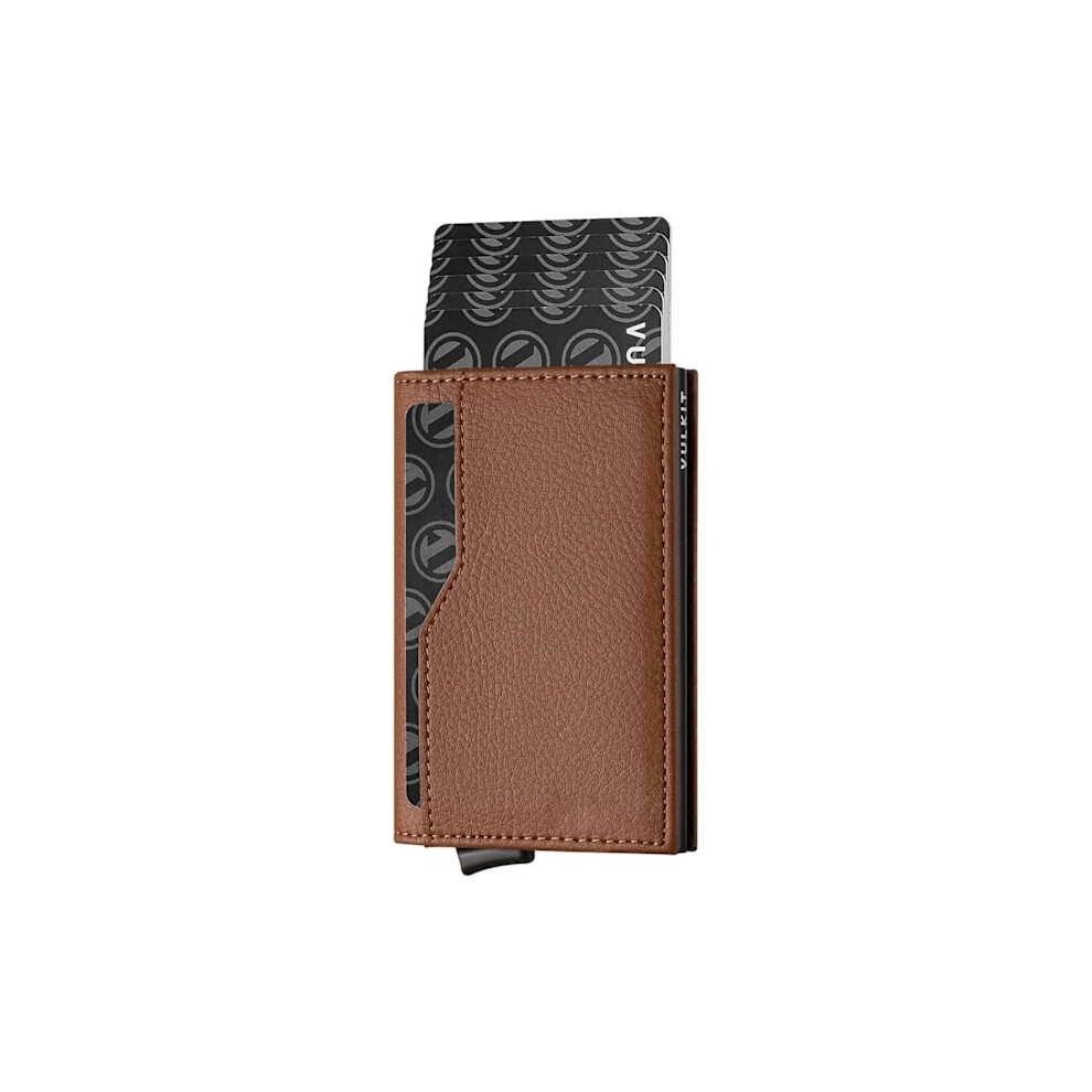 Credit Card Holder With Double Id Window Leather Passport Case Wallet Rfid Blocking Automatic Pop Up Card Wallet For Cards & Banknotes Yellow/Brown 9048212676706