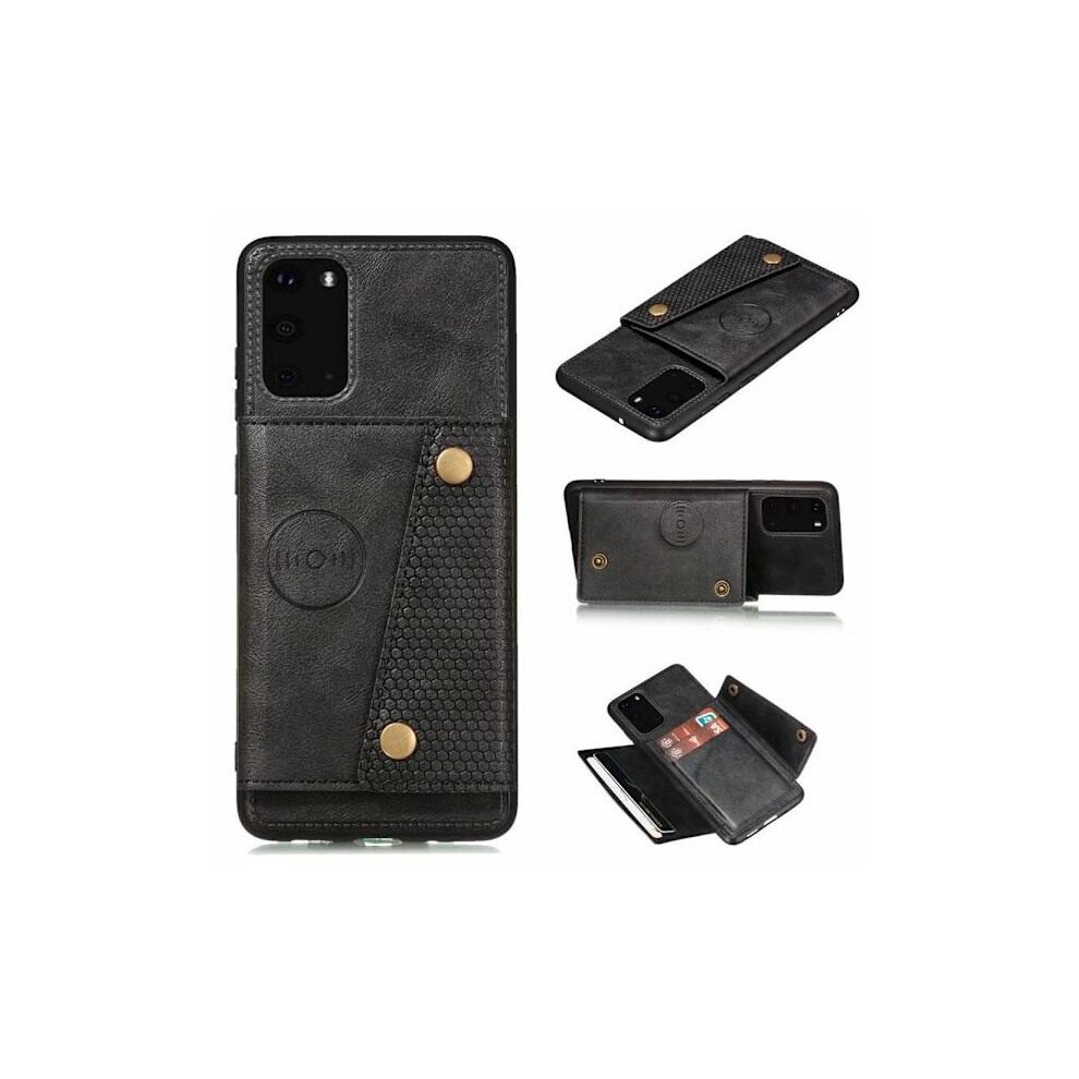 Compatible With Samsung Galaxy S20 Fe - Practical Retro Case With Card Holder Black 9322103921756