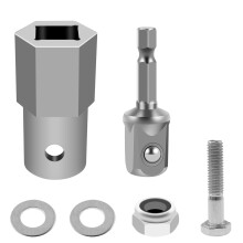 FUYGRCJ Trailer Jack Drill Adapter Kit, Stainless Steel Cordless Drill Adapter with 1/2" Socket Bit, Compatible with Trailer Jack Crank Handle