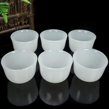 Natural Jade Tea Cup Set Jade Water Cup Retro Wine Glass Bowl Tea Cup (Color : White Jade 8 Pcs)