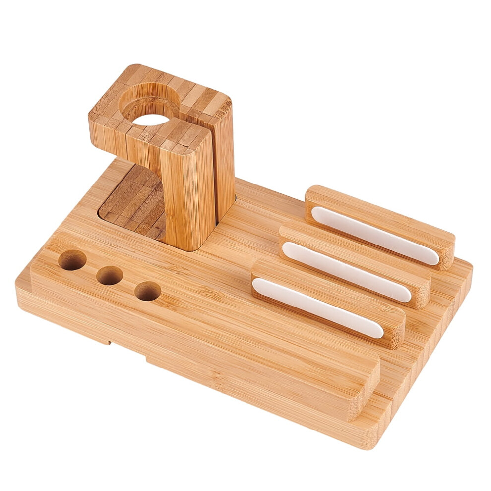 2Set Wood Desktop Stand Tablet Bracket Docking Holder Charger For Phone Charging Station Burlywood 185X110x78mm 9322103926058