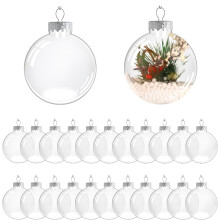12 Pcs 2.36" Hanging Clear Plastic Fillable Ornaments Balls, DIY Christmas Craft Decor for Tree, Wedding, Party