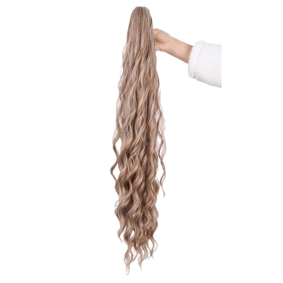 Ponytail Wig Grab Clip Ponytail Lady Fluffy Water Ripple Long Curly Hair Chemical Fiber High Temperature Silk