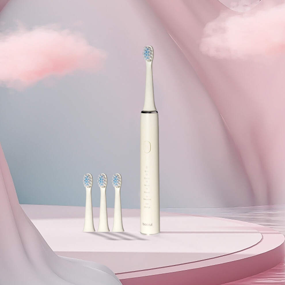 LOOPSUN Valentine's Clearance 2024! USB Charging Electric Toothbrush with 4 Brush Heads, 5 Modes, Timer, IPX7 Waterproof