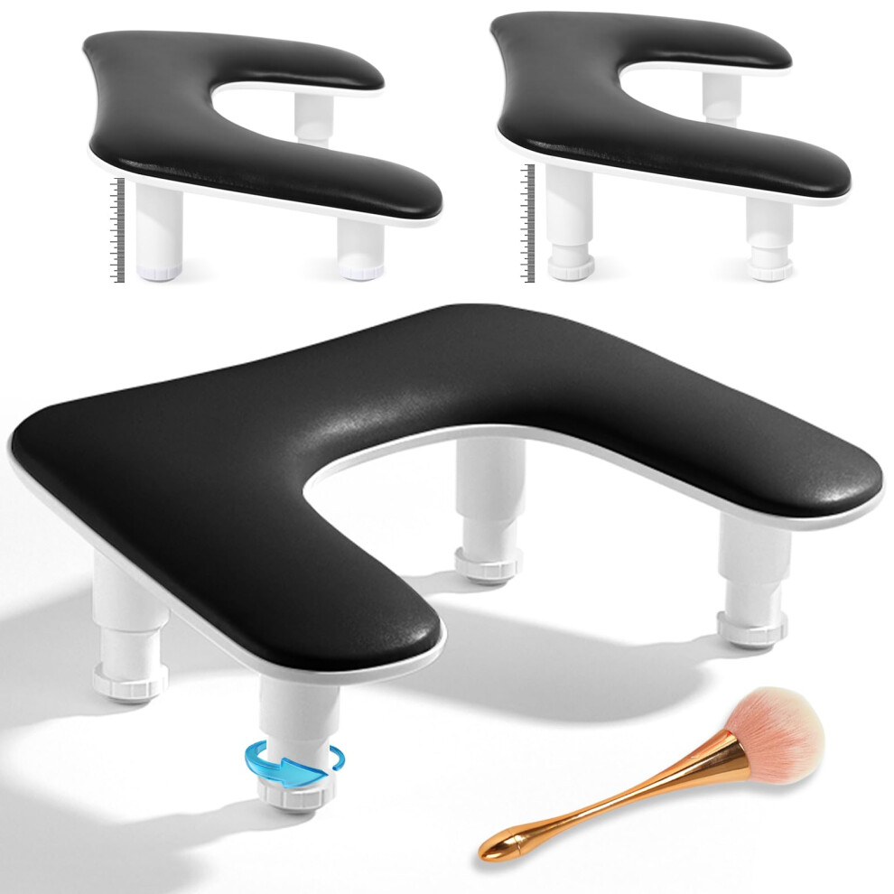 Black Adjustable Nail Arm Rest With Ergonomic Ushaped Leather Cushion And Nonslip Base For Salon And Home (Black)