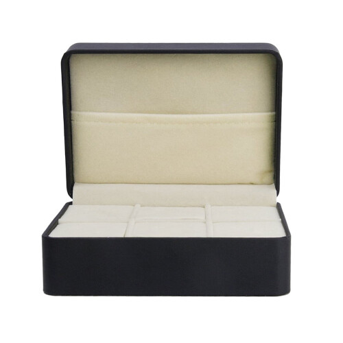 Eease 6-Compartment Cufflink Necktie Tie Clip Bar Storage Display Case Box (Black)