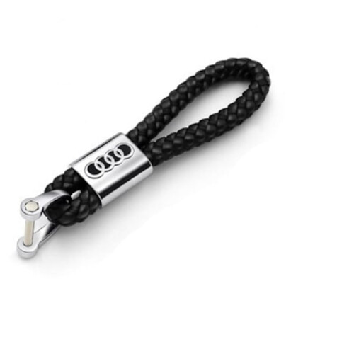 Audi Braided Leather Keychain Black