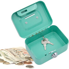 Portable Safe Metal Money Boxes for Cash, Small Saving Money Lock Box with Slot, for Daily Use Household and Traveling, Green