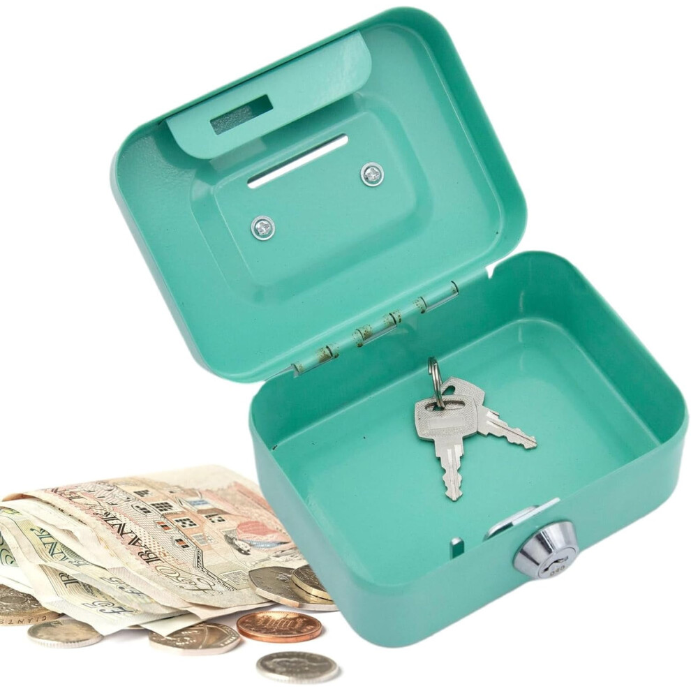 Portable Safe Metal Money Boxes For Cash, Small Saving Money Lock Box With Slot, For Daily Use Household And Traveling, Green 9399596006697