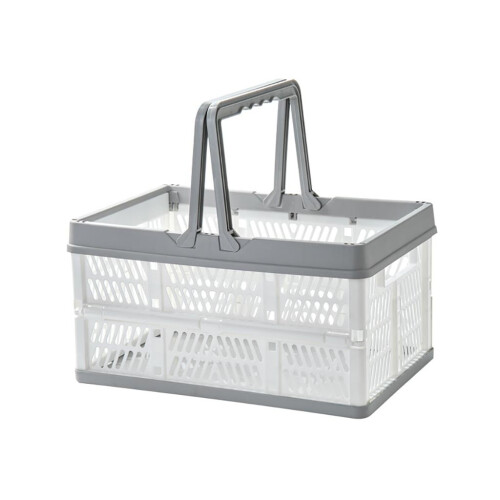 Collapsible Plastic Storage Crate with Folding Handles Container Easy Storage Soup Cubes