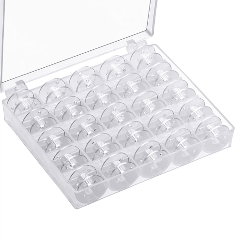 25Pcs Sewing Machine Bobbin, Universal Sewing Bobbins Plastic Sewing Machine Bobbin with Storage Box 2