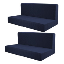 Tnarru 2Pcs RV Seat Covers Camper Cushion Covers Easy Fitted Comfort Camper Cushion Slipcovers Sofa Furniture Protector for Trailers blue