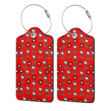 Hello Kitty 1pc Stainless Steel Ring Leather Luggage Tag, Compatible with ID Card Holder, Waterproof, 2.9" * 4.6", for Travel