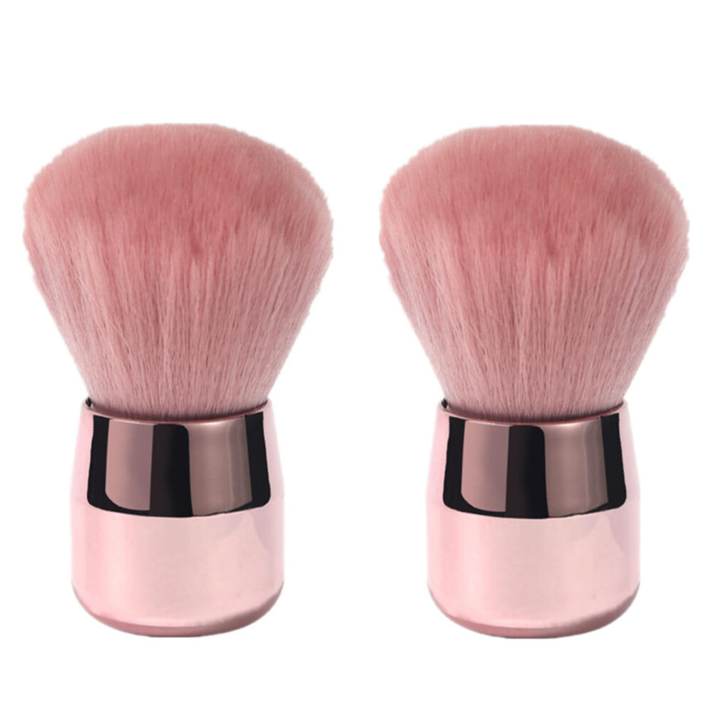 Pink 2 Pack Mushroom Head Nail Dust Brush And Makeup Powder Brush, Soft Bristles For Precise Dust Removal, 3.3 Inch