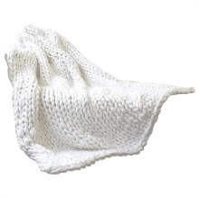 80X100cm New Warm Handmade Chunky Knit Blanket Thick Line Yarn Knitted Throw Sofa Home Bed Decor-White
