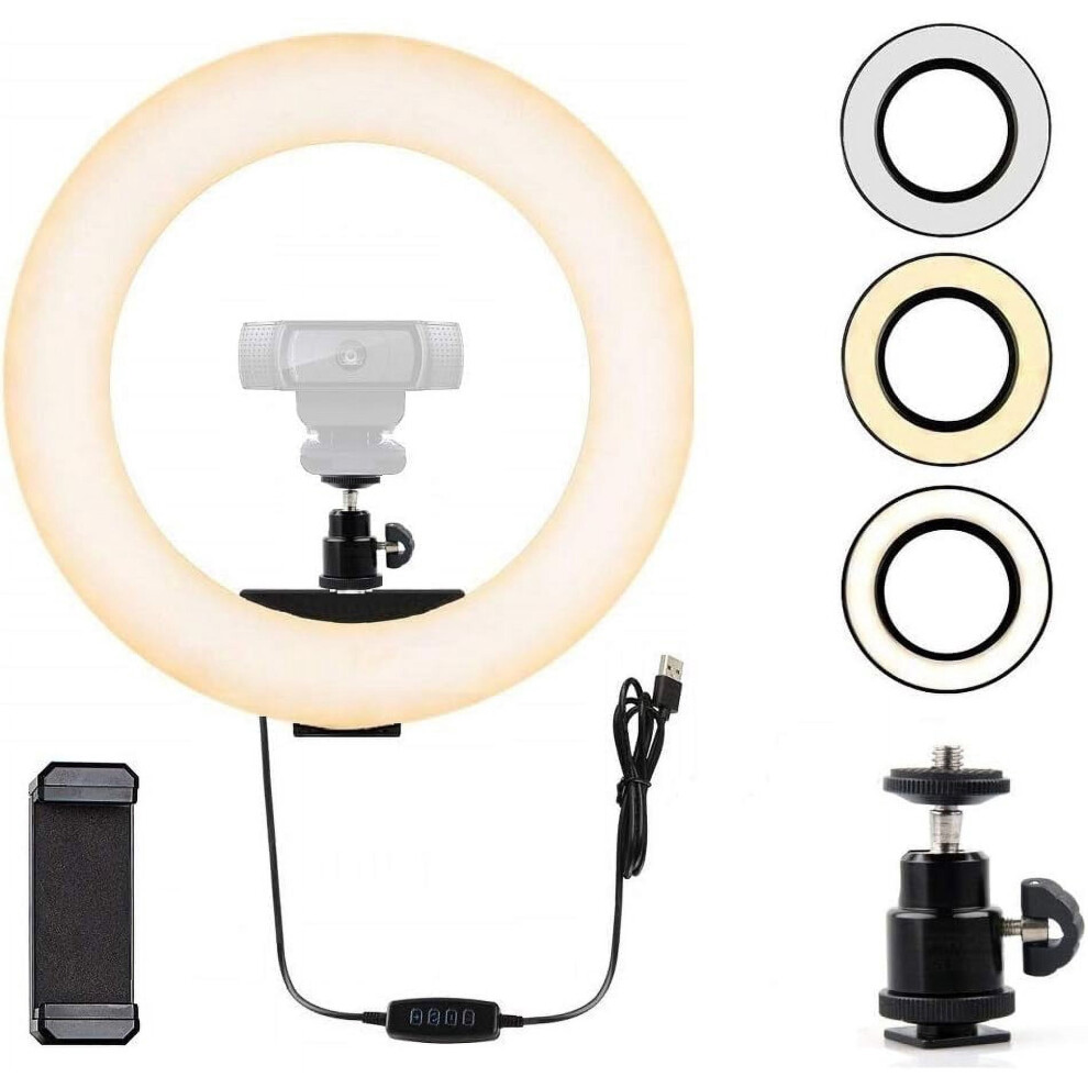 Webcam Ring For Compatible With Logitech Webcam C920,C922x,C930e,Brio 4K,C925e,C922,C930,C615 1/4'' Screw Hole- 10'' Light 9085618756601
