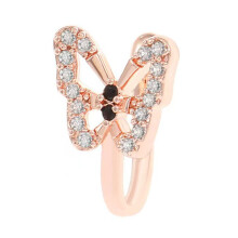 COOLL Copper Nose Ring 1pc U-shaped False Nose Ring Butterflies Shape Nose Stud Shining Rhinestone Inlaid Non-piercing Nose Clip