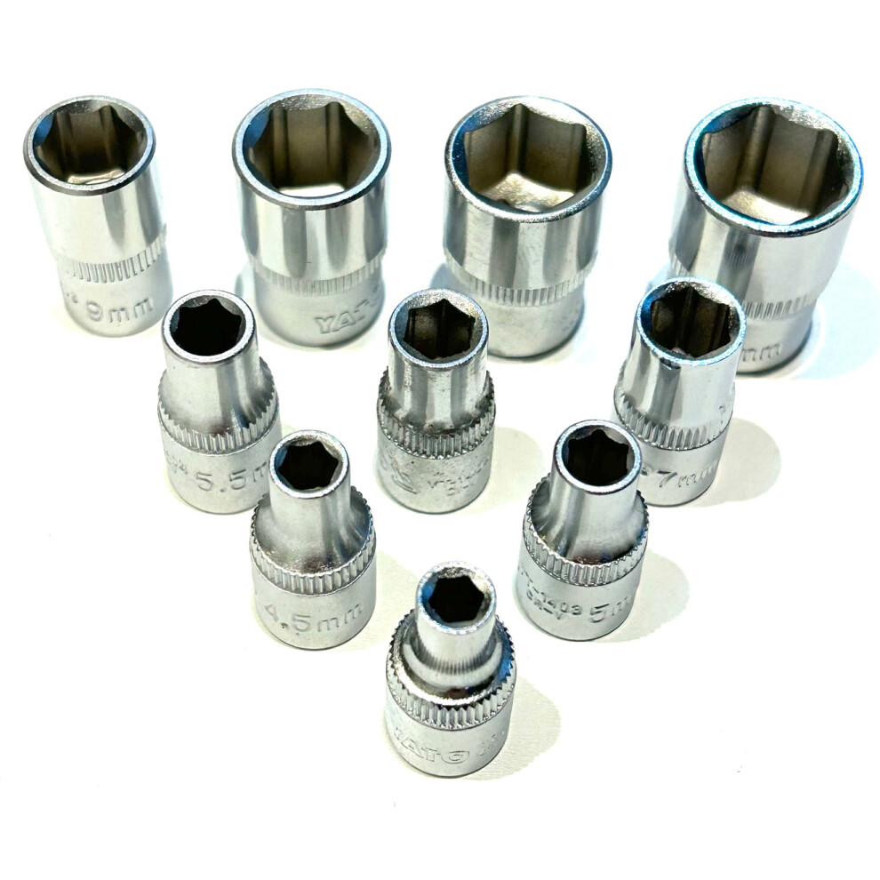Yato 1/4" Short Hex Sockets Set 10Pcs, Sizes: 4-13Mm, Crv Steel