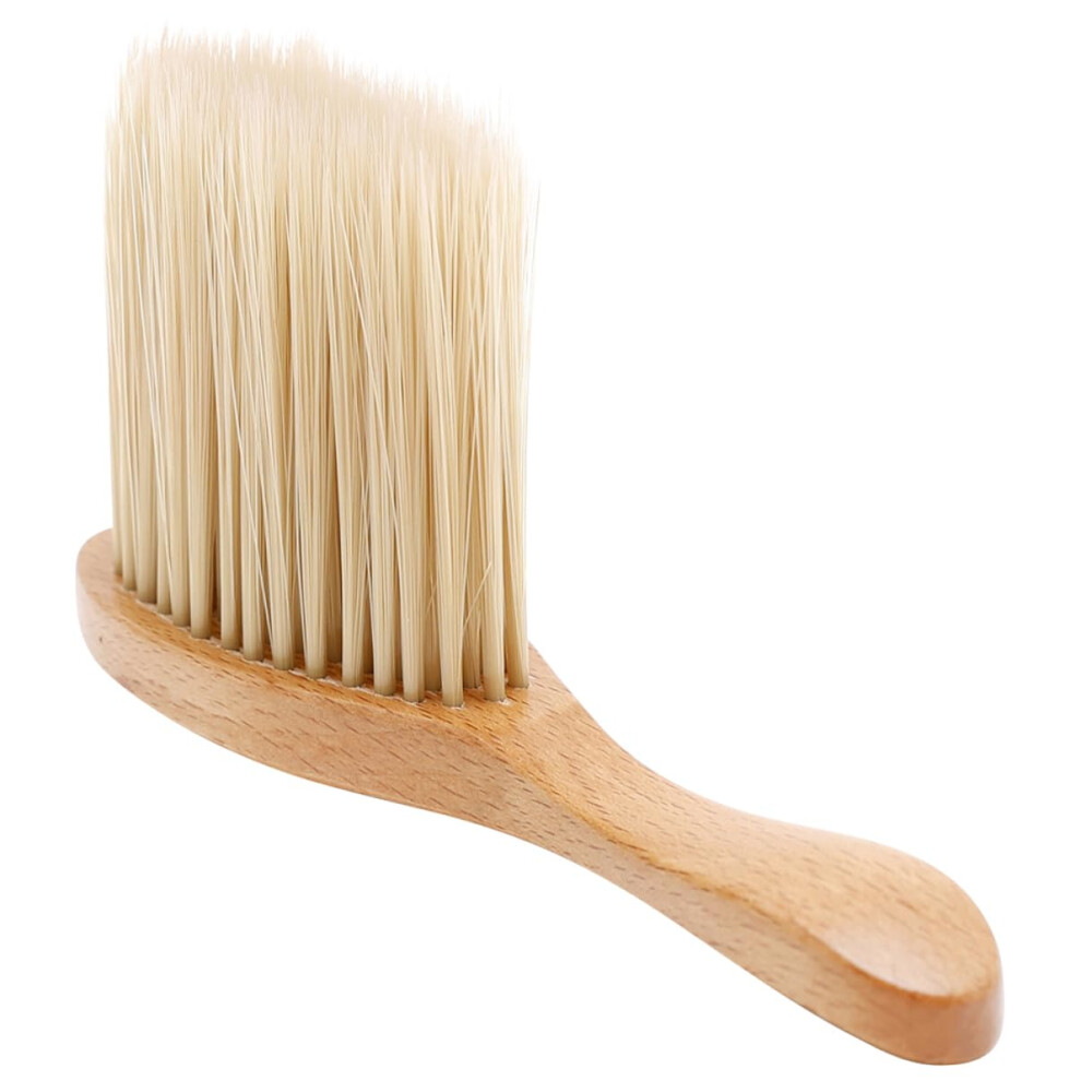 Barber Neck Duster Brush with Wooden Handle Horsehair Bristles for Effective Hair Removal