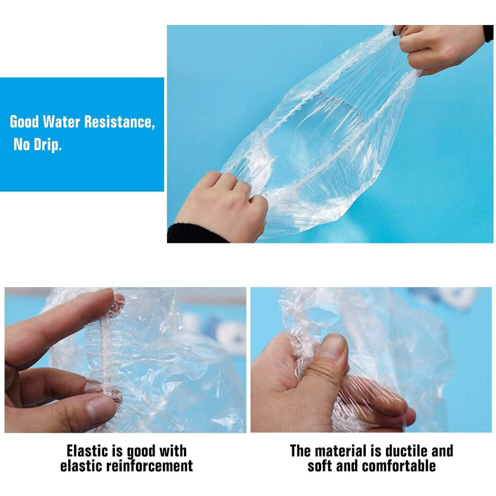 White 100Pcs Disposable Shower Caps For Women, Individually Wrapped Larger Thicker Waterproof Plastic Hair Caps For Home, Spa, Hotel, Salon, Travel (White)