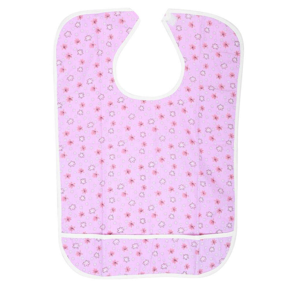 Waterproof Adult Eating Bib with Pocket, Washable Double Layer, Floral Pattern, 45x65cm