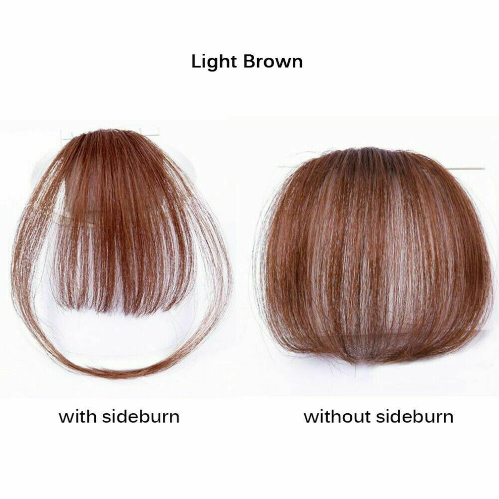 2PCS Front Neat Bangs Real Human Hair Clip Extension In Bang Thin Hair Piece
