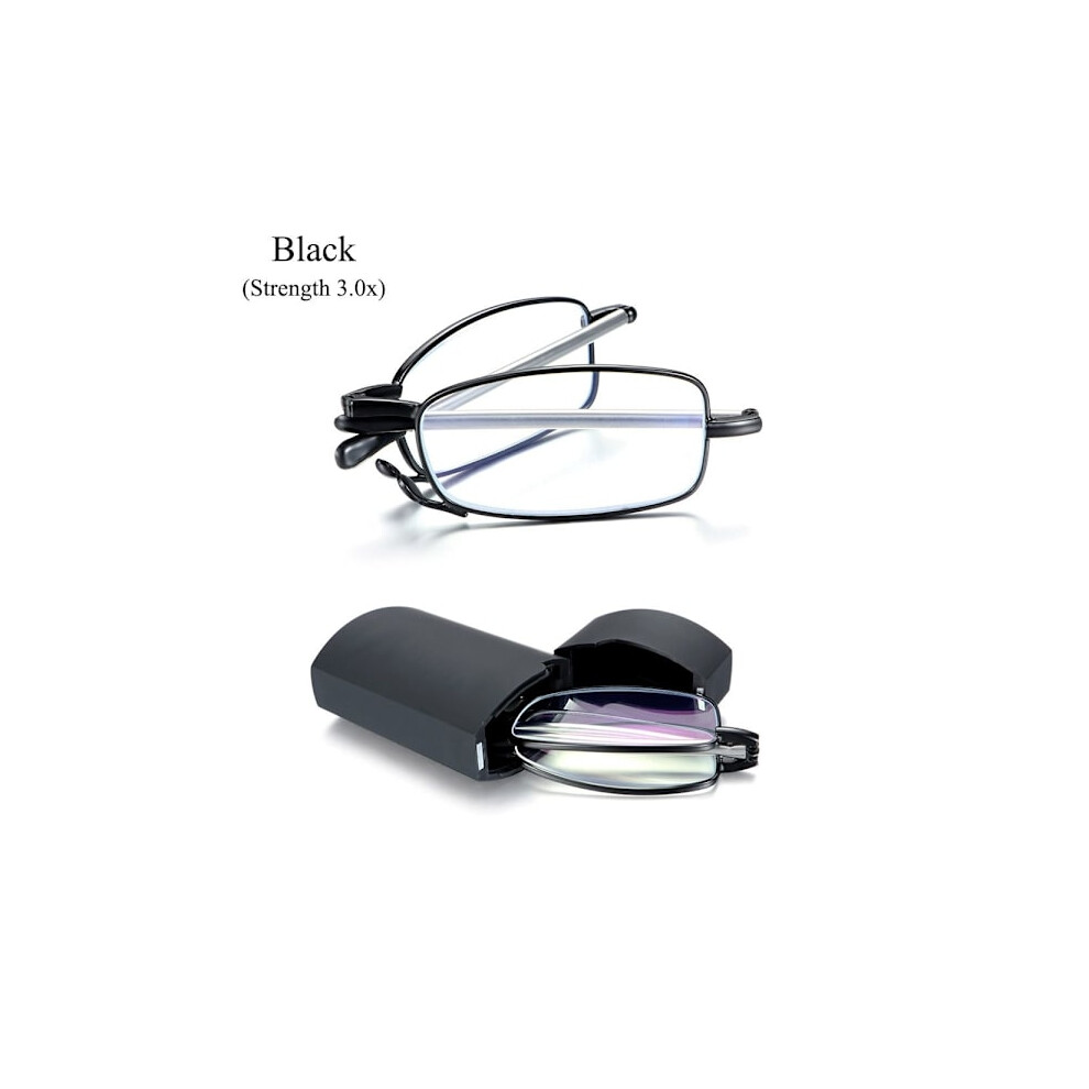 Black Foldable Reading Glasses Presbyopia Eyeglasses Strength Strength 3.0X-Strength 3.0X