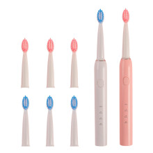 Electric Toothbrush for Adults, Compatible with c Replacement Heads, 8 Heads, Whitening & Cleaning, Portable, for Families & Couples, Pink & White