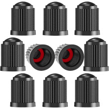 10pcs Tire Valve Caps, with O-ring, Universal Dust Covers for SUV, Cars, Bikes, Motorcycles, Airtight Seal, (10-pack Black)