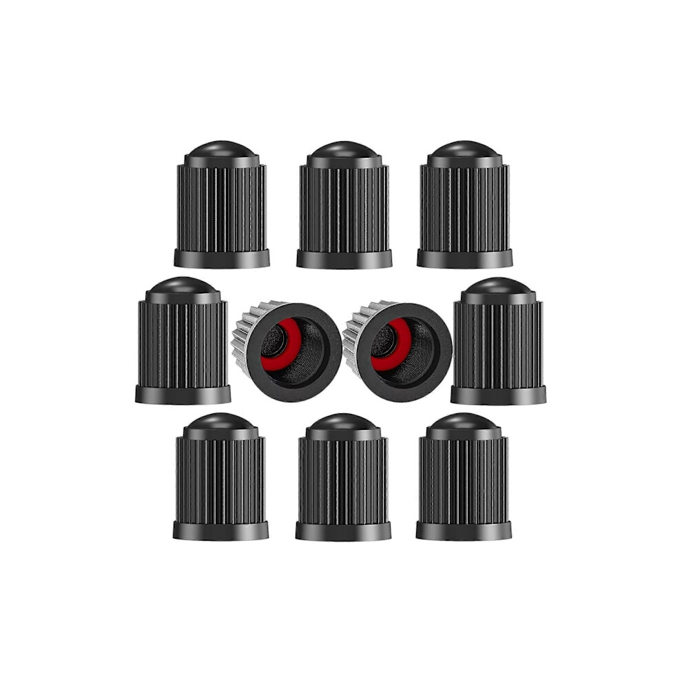 10Pcs Tire Valve Caps, With O-Ring, Universal Dust Covers For Suv, Cars, Bikes, Motorcycles, Airtight Seal, (10-Pack ) Black 9048212733775