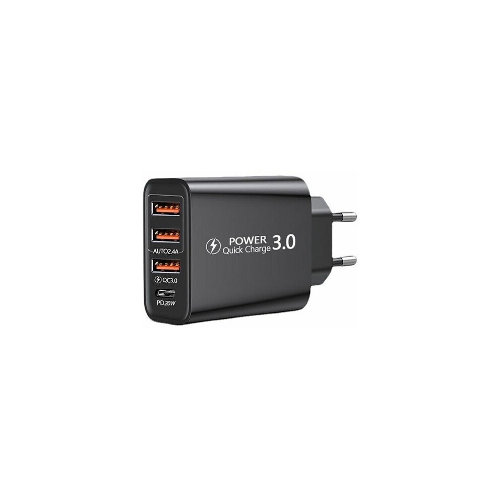 Fast Charger Usb 3.0 With Usb-C Cable, Qc 3.0 30W/6A 4-Port Wall Charger For Compatible With Samsung Galaxy S 9048212735311