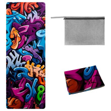 Graffiti Yoga Mat Towel with Storage Bag - 72.8"x26.8" for Yoga, Pilates, Fitness - Includes Yoga Blanket and Towel