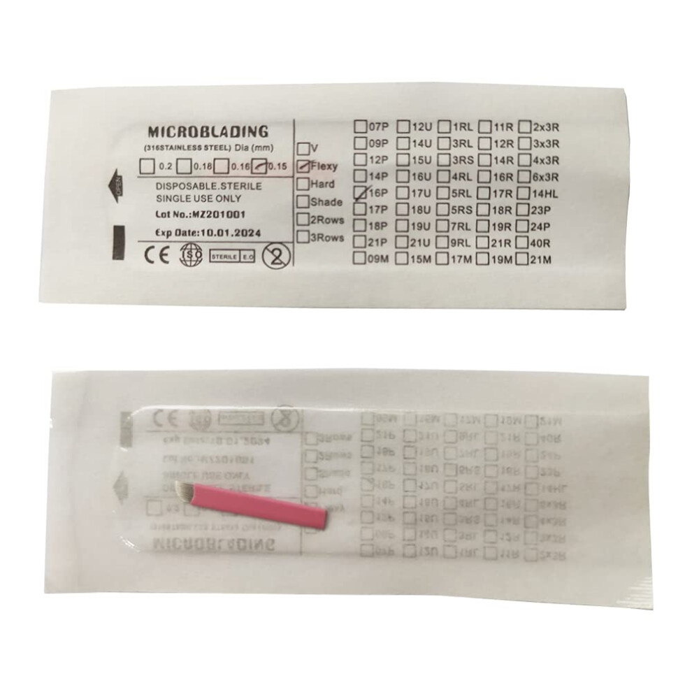 0.15mm Nano Microblading Needles 16 Flat Eyebrow Tattoo Blades for UltraPrecise Hair Strokes