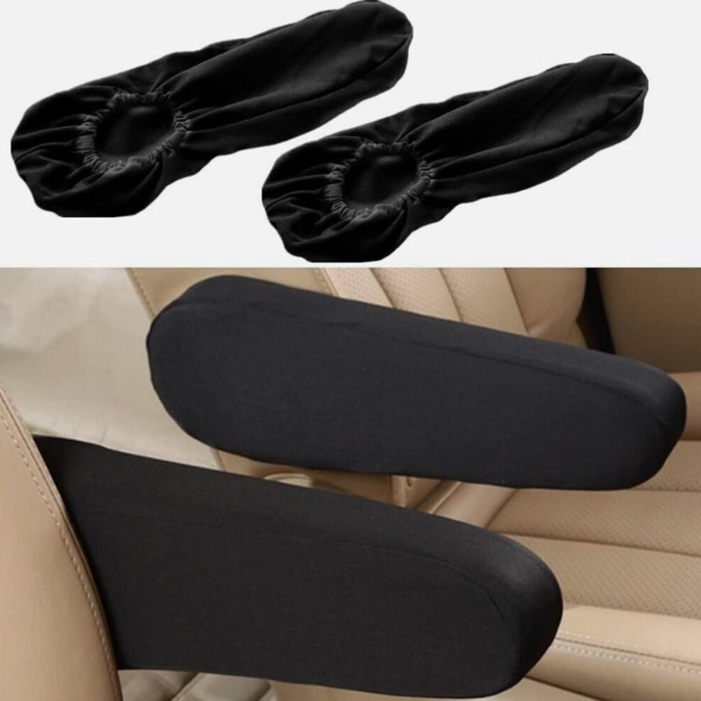 1 Pair Elastic Cloth Fabric Armrest Cover Universal For Car Auto Truck Suv Black 9483153196324
