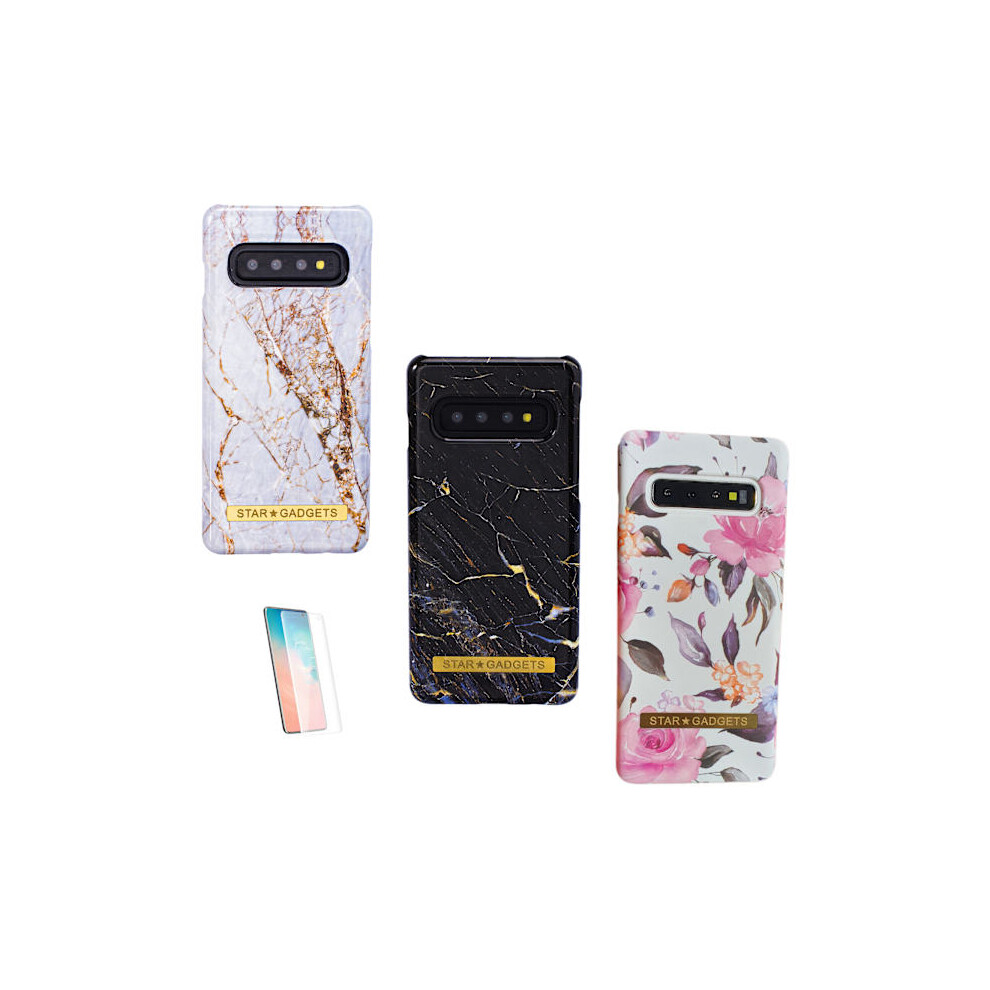 Compatible With Samsung Galaxy S10 - Case / Protection / Flowers / Marble Black 9058772549846