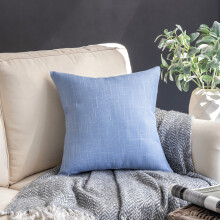 Phantoscope Soft Textured Linen Burlap Series Decorative Throw Pillow, 22" x 22", Sky Blue, 1 Pack