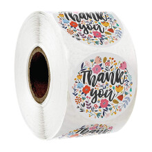 thank you label 500Pcs Roll-packed Flower Tag Stickers 'Thank you' Labels Gift Wrapping Decals