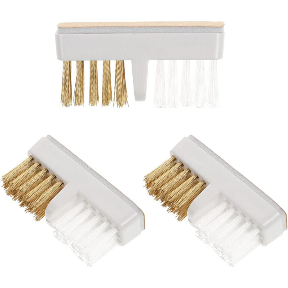 3pcs Nail Drill Bits Cleaner Brush, Compatible with Electric Nail Files, Copper & Plastic, 45mmx22mm