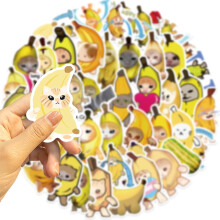 50Pcs Cute Cat Sticker Set, Banana Cat Meme Cartoon Waterproof Vinyl Decal for Kids Teens, compatible with Water Bottle, Skateboard, Notebook, Phone