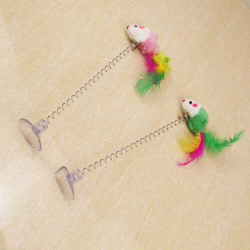 3pcs Cat toy with a springy mouse and bell 2
