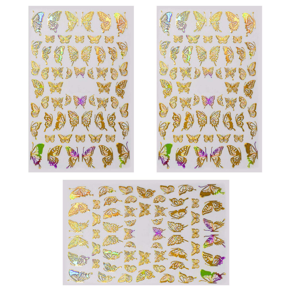 3Pcs Waterproof Butterfly Nail Art Stickers for DIY Manicure and Salon Quality Designs