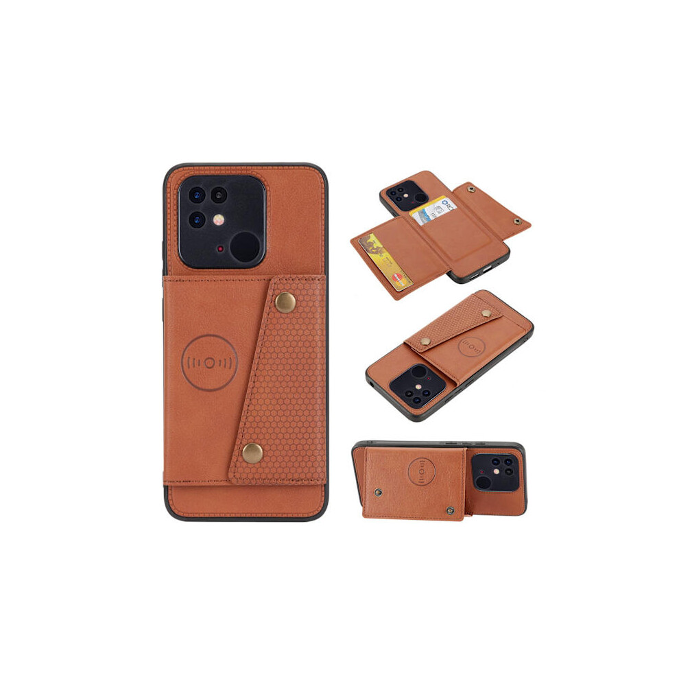 Compatible With Xiaomi Redmi 10C - Practical Case With Card Holder Light Brown 9058772050380