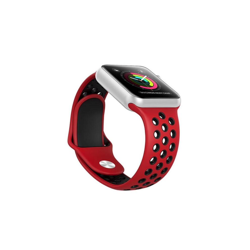 Compatible With Apple Watchwith Apple Watch 42/44/45/49Mm - Stylish Silicone Strap From Royben M Red/Black 9058772050571