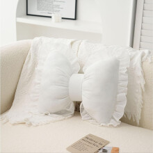 Pink Bow Pillow - Lace Bowknot Decorative Throw Pillow for Sofa, Couch, Bed, Living Room, Bedroom (Pink)