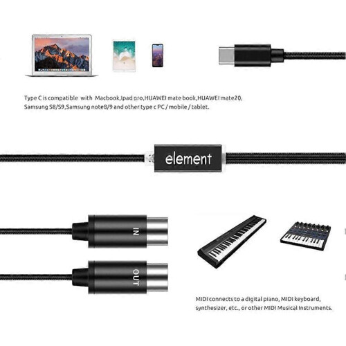 MIDI to USB C Type C Cable Converter for Electronic Organ Computer 2
