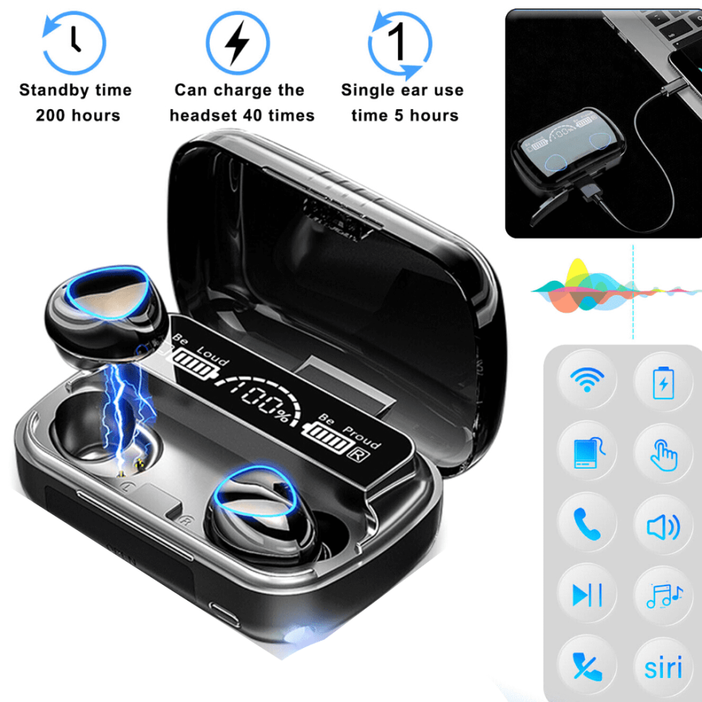 True Wireless Bluetooth 5.1 Earbuds Tws Ipx7 Waterproof Headset Stereo Headphone 9322103927932