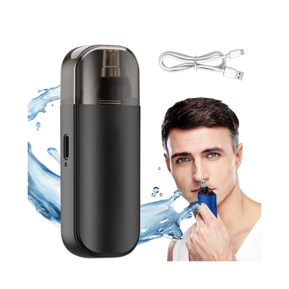 Nose Hair Trimmer 2 in 1 Nasal Hair Cutter Electric Portable Nose Trimmer Rechargeable with Dust Protection Cap Black