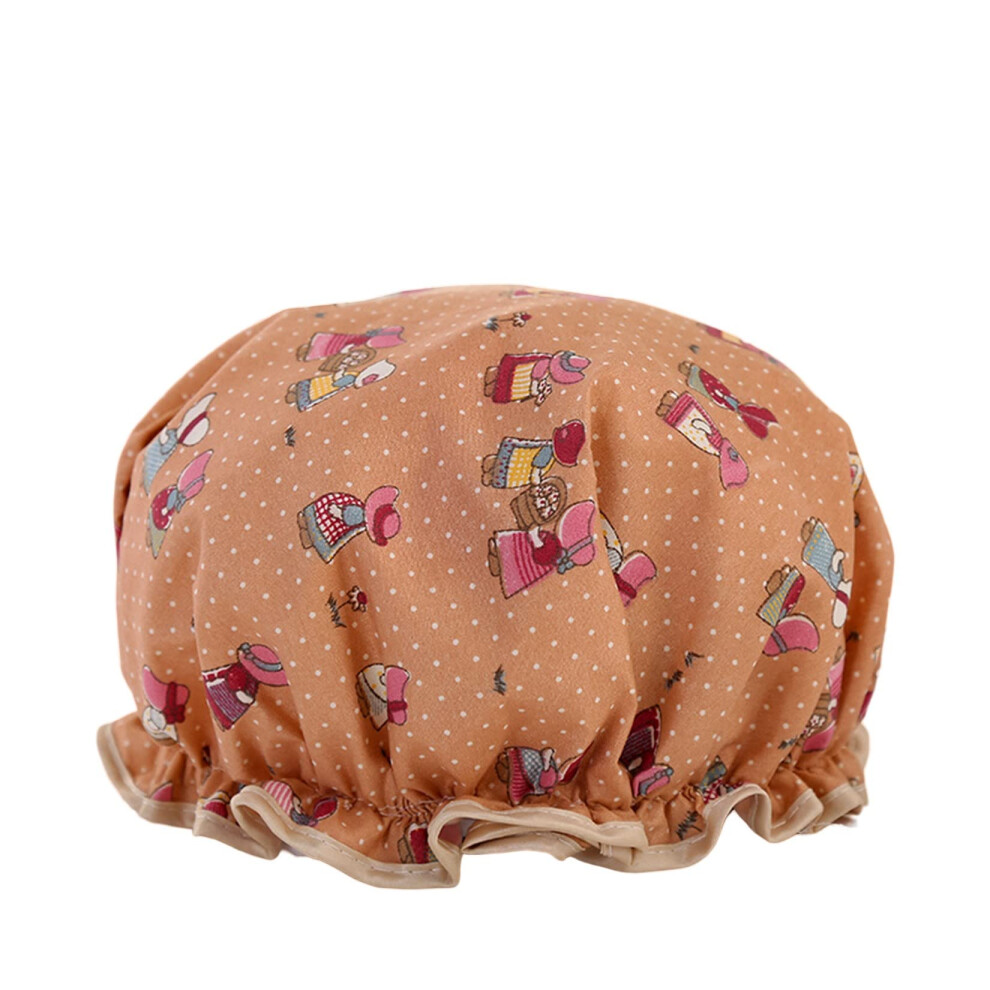 Waterproof Shower Cap Double Layer Reusable with Elastic Band for Spa Salon and Travel